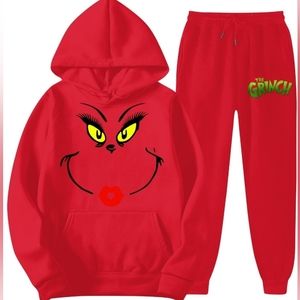 Grinch Red Hoodie and Sweatpants Set